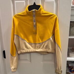 Nike Women's Yellow and Cream Cowl Neck Sweater